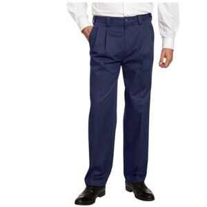 Kings Court Mens Navy Blue Pleated Dress Pants Size 52 Inseam 32.5 100% Polyeste